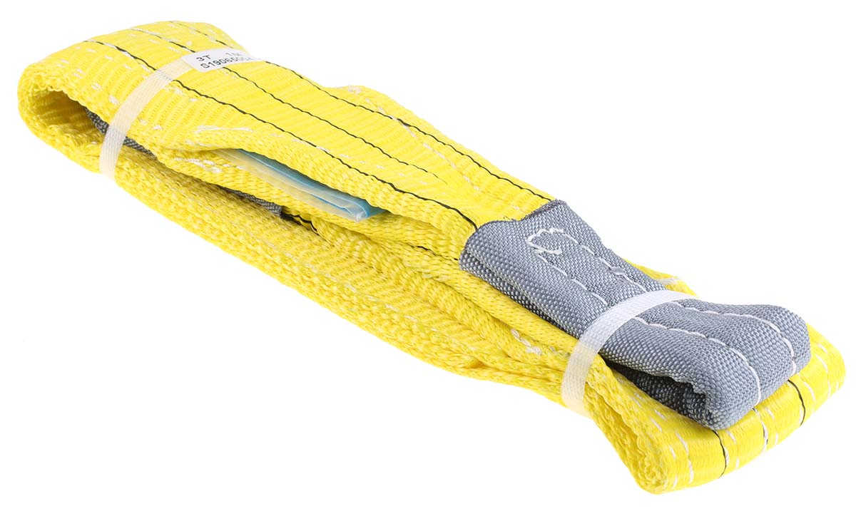 RS PRO 1 m Yellow Lifting Sling Webbing, 3 t