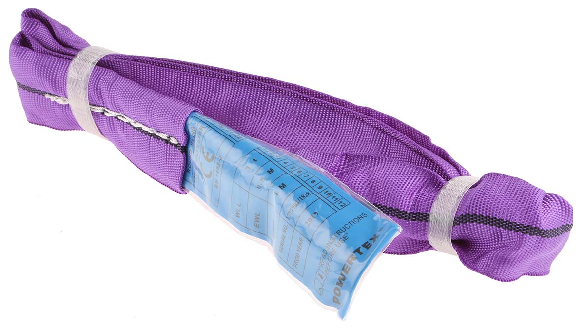 RS PRO 1 m Purple Lifting Sling Round, 1 t