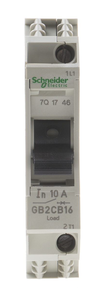 gb2cb16 Schneider Electric 10A 1P Pole Thermal Magnetic Circuit Breaker, 277 V ac, 415 V ac GB2