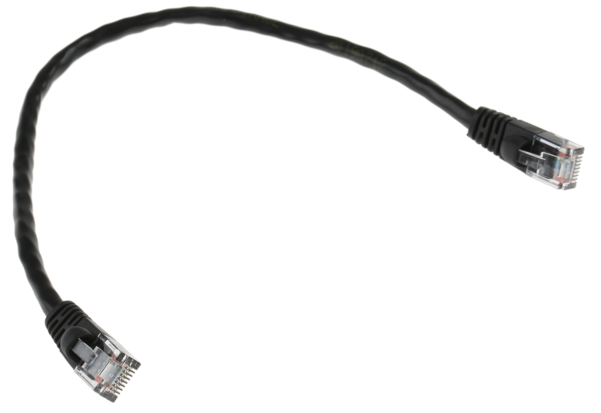 73-7791-1 Cinch 73, 300 mm Cat5e Ethernet Cable, Black Polyvinyl Chloride Sheath Unscreened, Unshielded