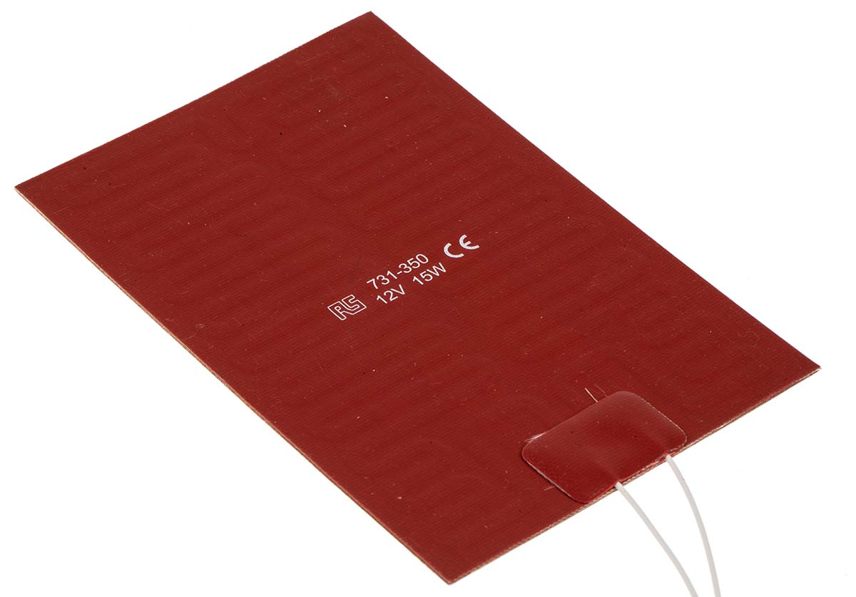 731-350 RS PRO Silicone Heater Mat, 24V dc, 15 W Rectangle, 30 mm 15mm