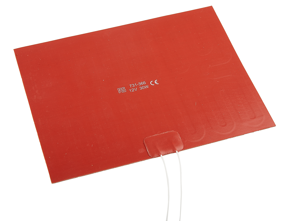 RS PRO Silicone Heater Mat, 12V dc, 30 W Rectangle, 150 mm 200mm
