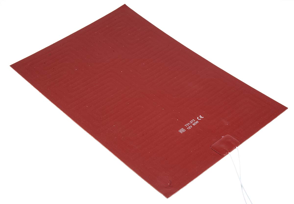 731-372 RS PRO Silicone Heater Mat, 24V dc, 60 W Rectangle, 200 mm 300mm