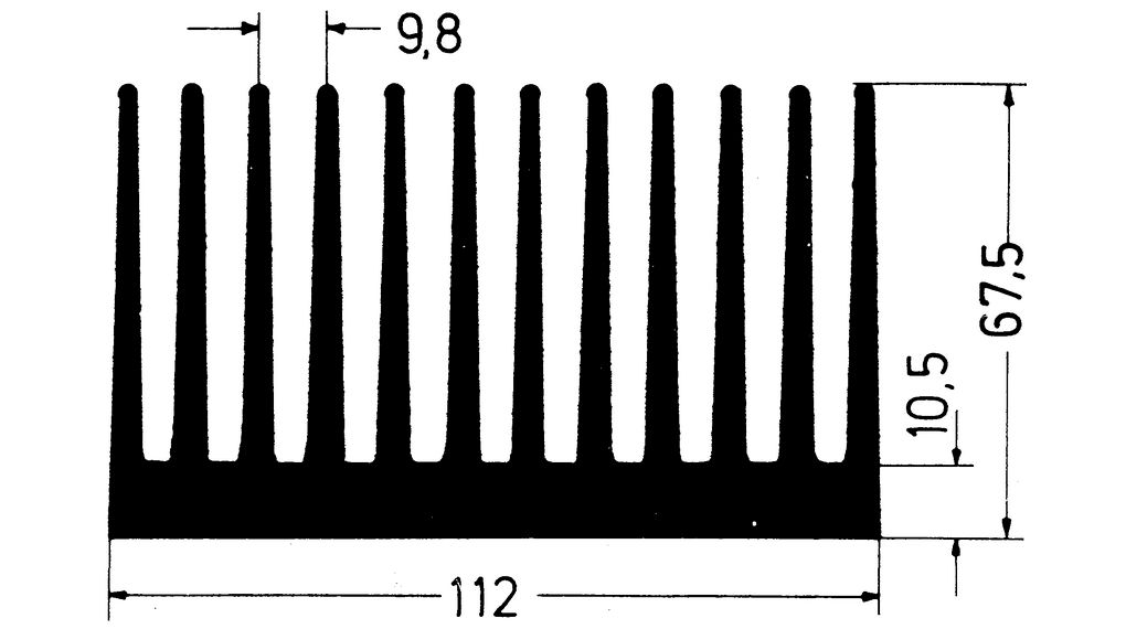 ks1121-1000e Austerlitz Electronic Heatsink, 0.9K/W, 1000 x 67.5 x 11.5mm