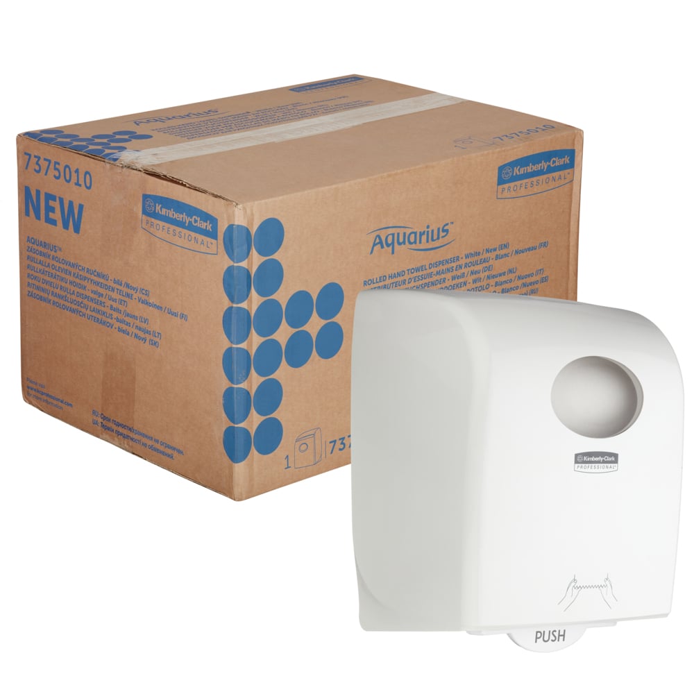 Aquarius Plastic White Wall Rolled Hand Towel Paper Towel Dispenser, 297 mm x 248 mm x 37.4cm