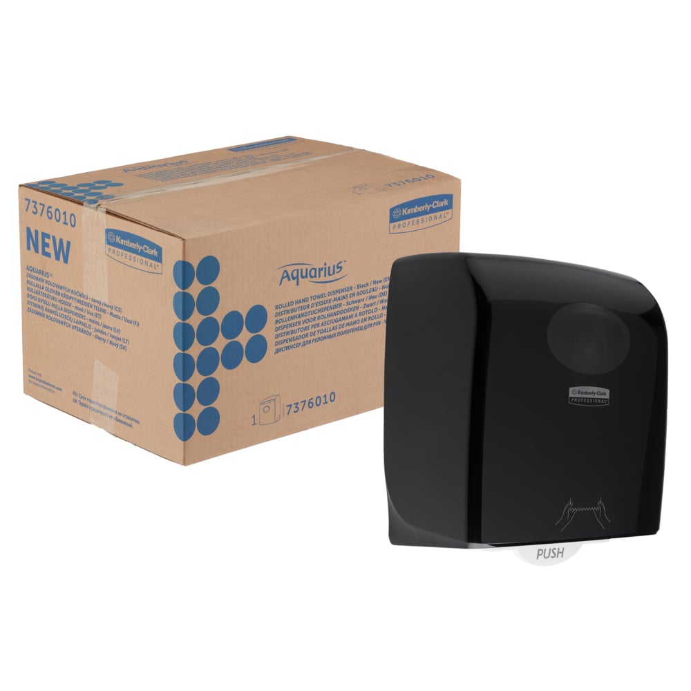 Aquarius Plastic Black Wall Rolled Hand Towel Paper Towel Dispenser, 307 mm x 243 mm x 29.7cm