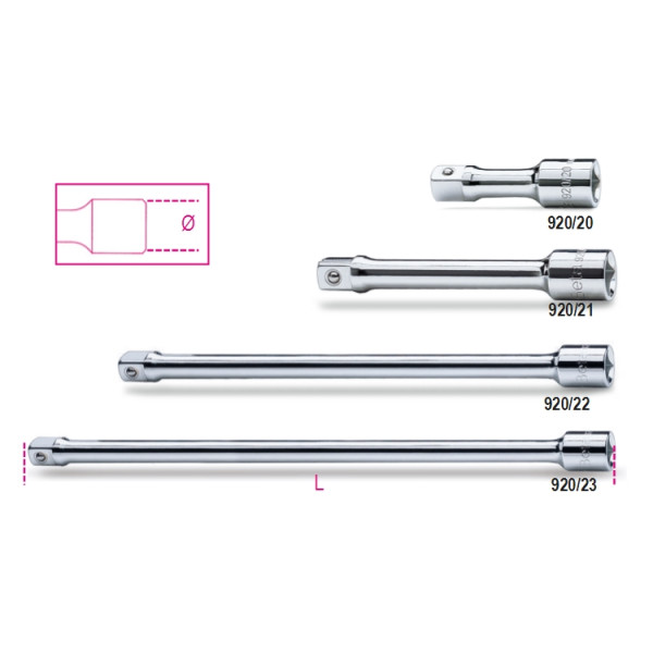 BETA 920/20 1/2 in Extension Bar, 75 mm Overall