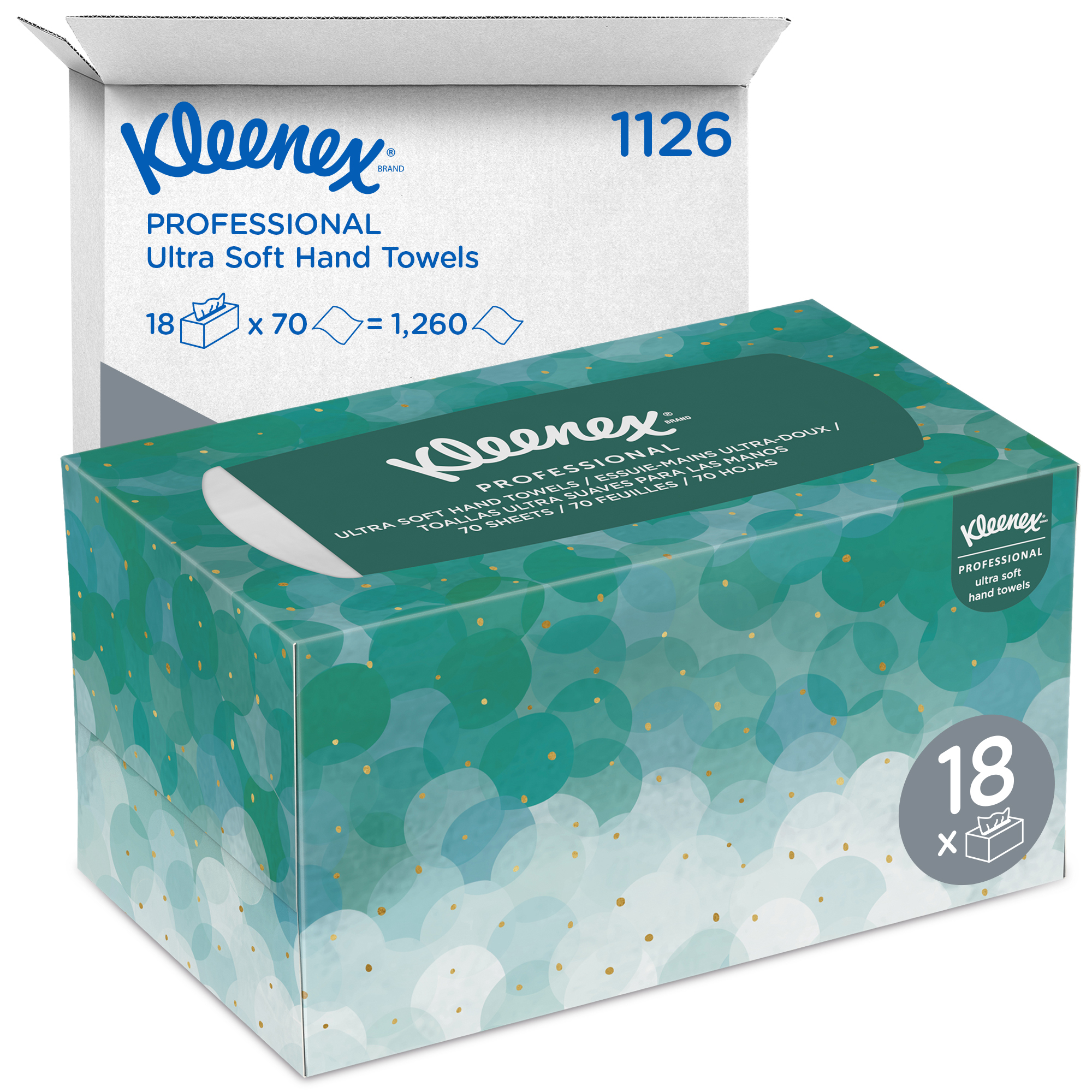 1126 Kimberly Clark Kleenex Folded White Paper Towel, 226mm, 70 Sheets