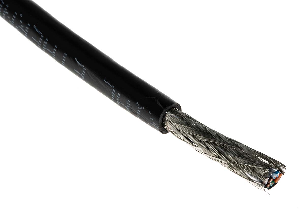 Belden 74002E, 305 m Cat5e Ethernet Cable, Black Polyvinyl Chloride Sheath Screened, Shielded
