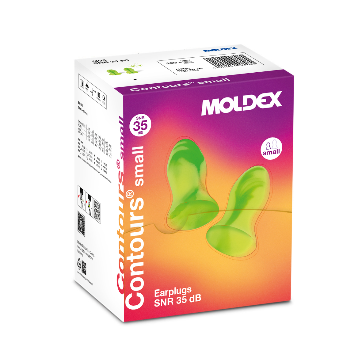 Moldex 7403 Series Green Reusable Ear Plugs, 35 dB Rated 200