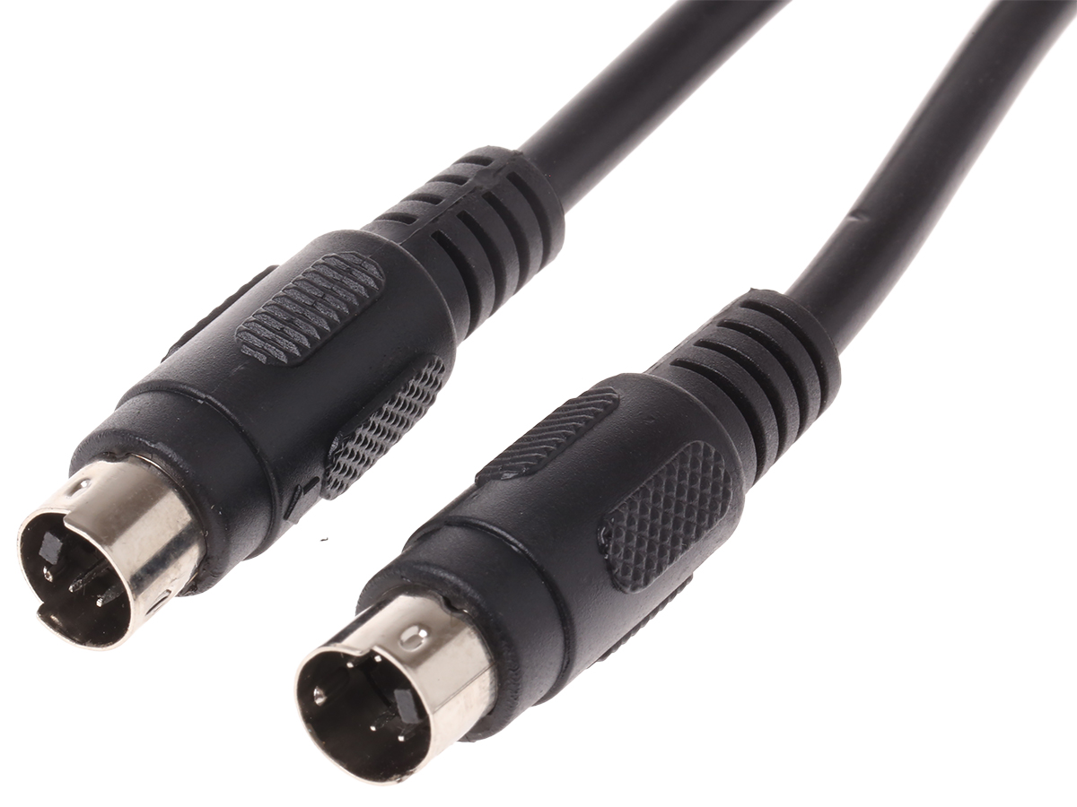 RS PRO Male Mini DIN to Male Mini DIN Black DIN Cable 1 m
