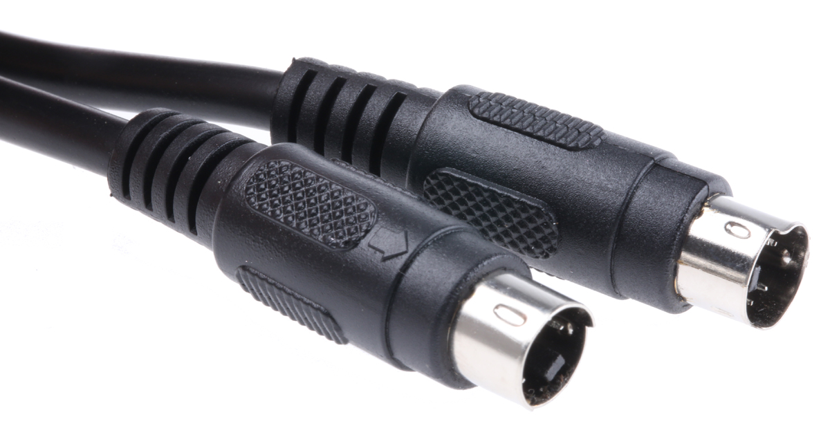 RS PRO Male Mini DIN to Male Mini DIN Black DIN Cable 2 m