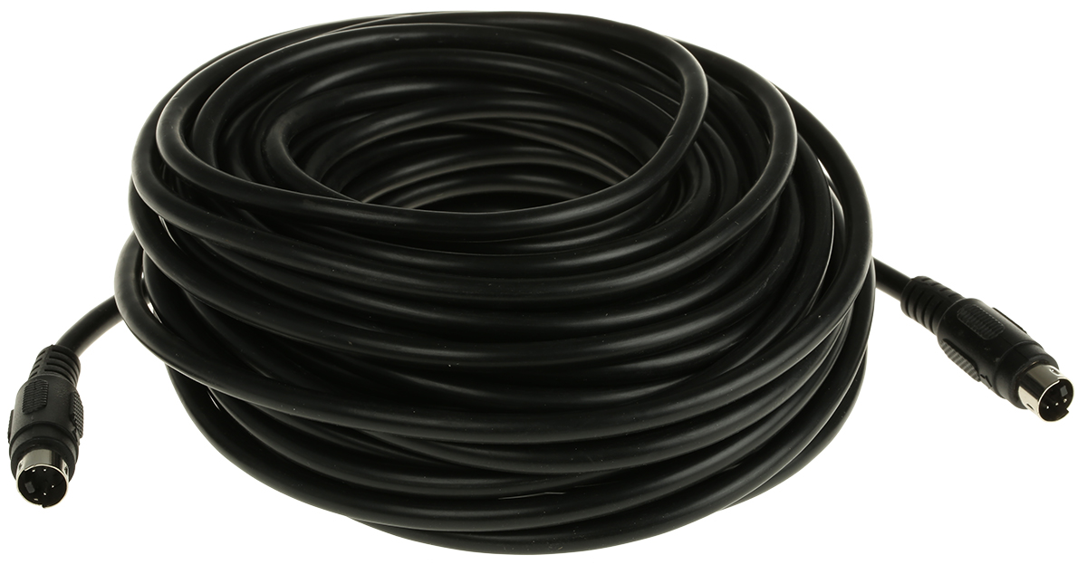 RS PRO Male Mini DIN to Male Mini DIN Black DIN Cable 15 m