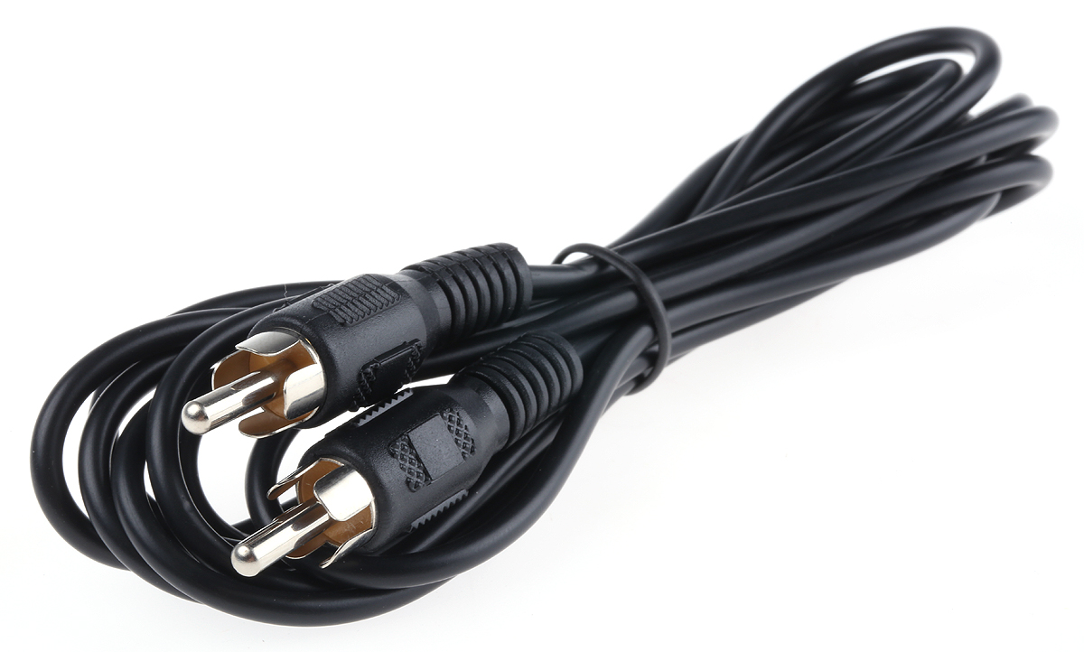 RS PRO Male RCA to Male RCA Auxiliary Cable, Black, 2 m