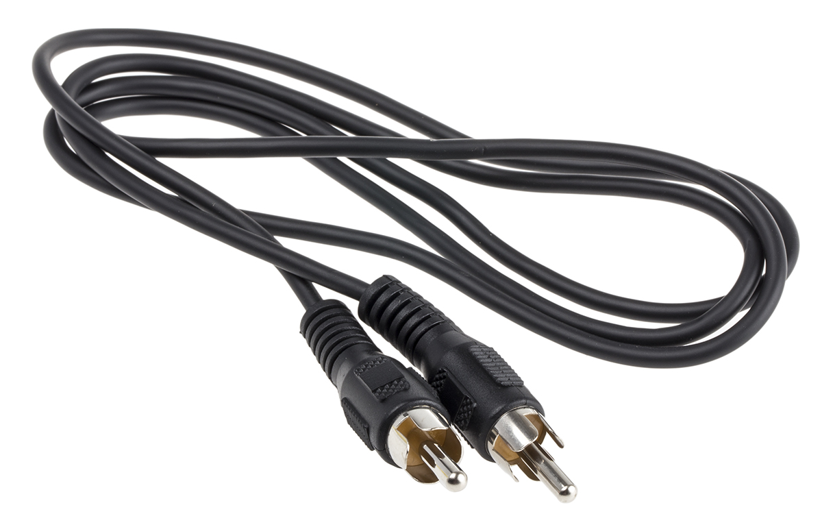 RS PRO Male RCA to Male RCA Auxiliary Cable, Black, 1 m