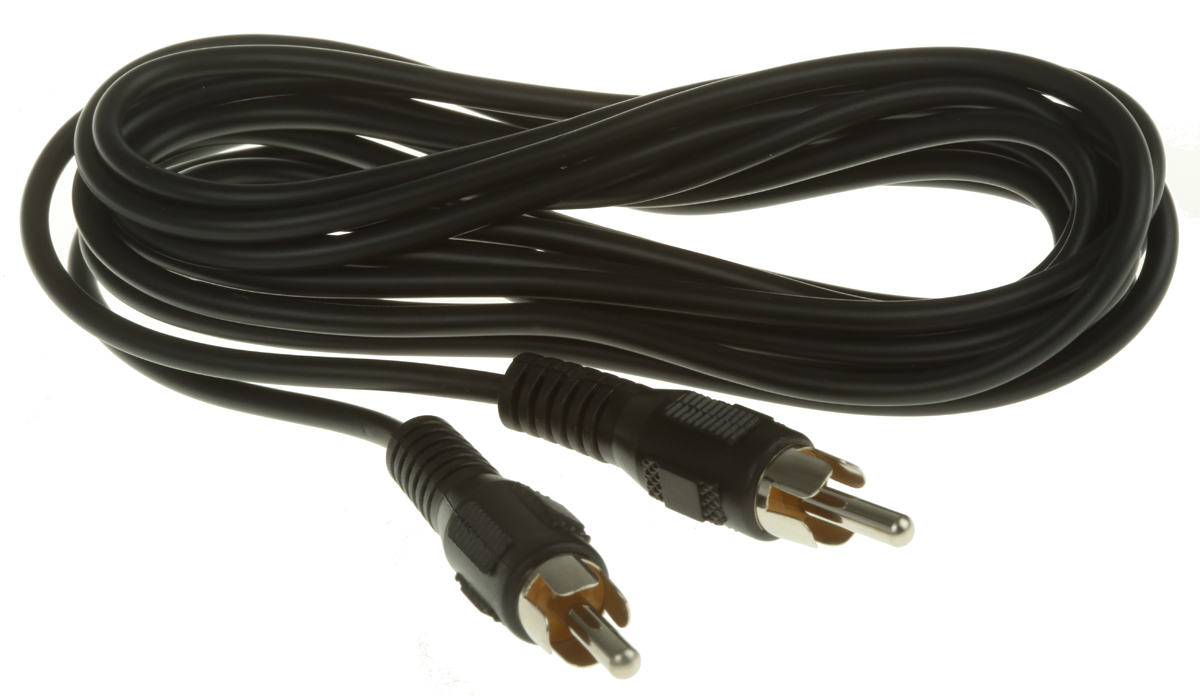 RS PRO Male RCA to Male RCA Auxiliary Cable, Black, 3 m