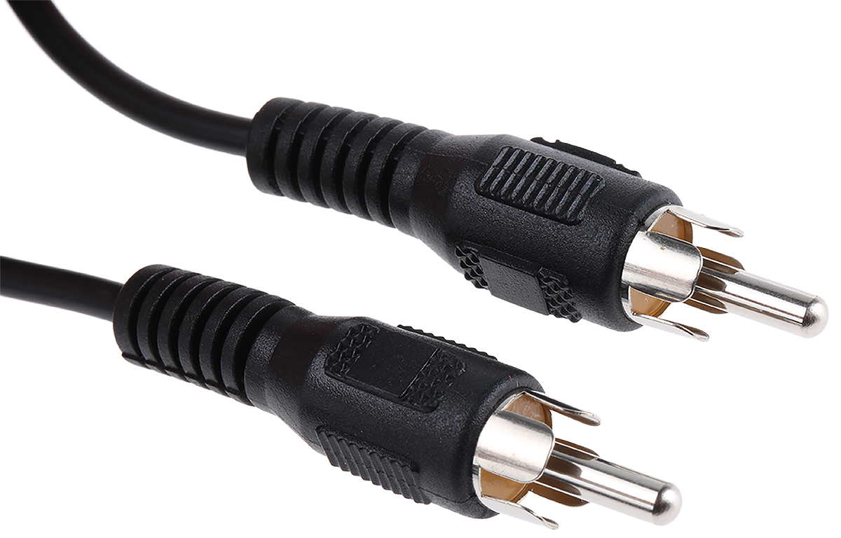 RS PRO Male RCA to Male RCA Auxiliary Cable, Black, 10 m