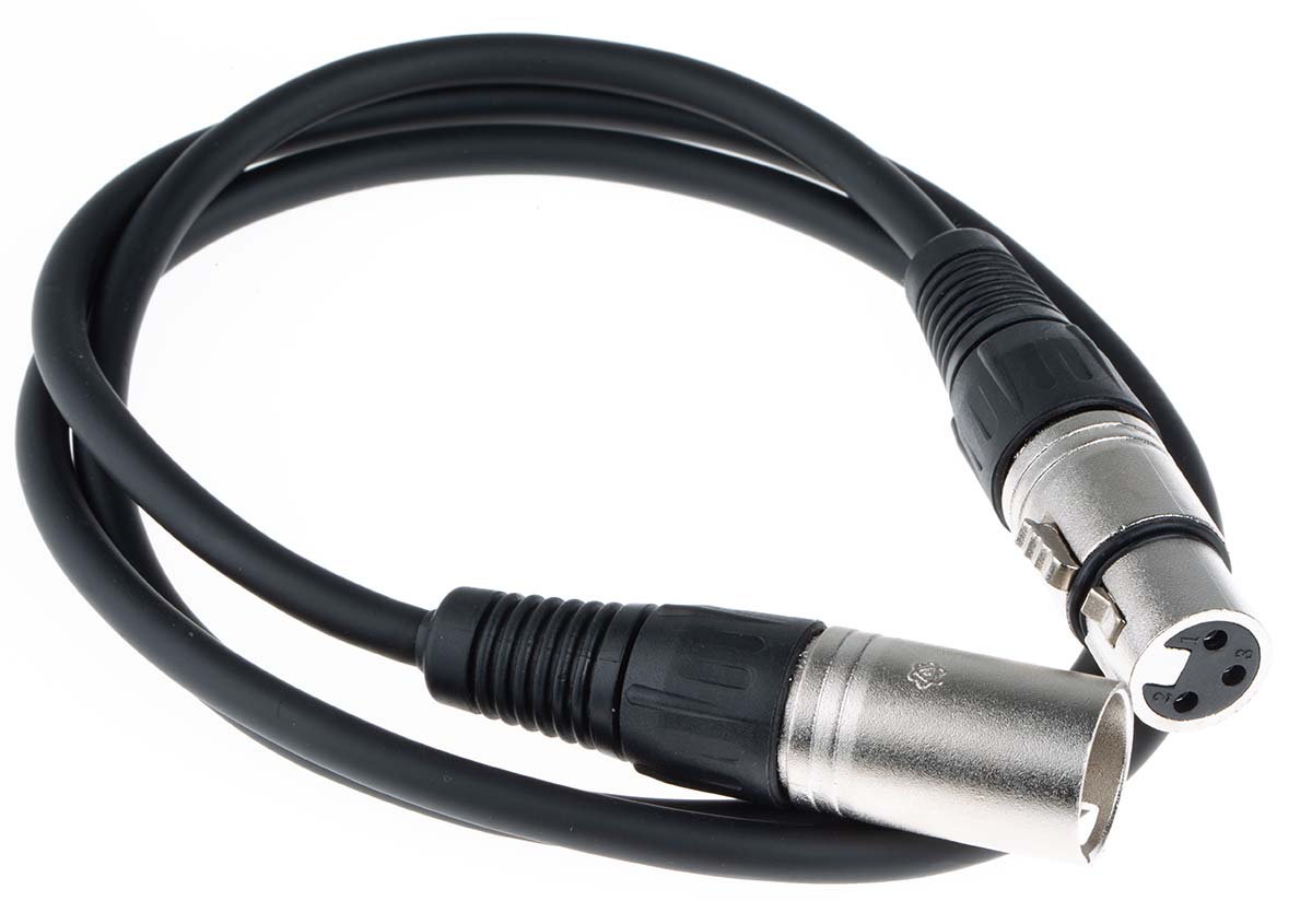 RS PRO Female XLR to Male XLR XLR Cable, Black, 1 m