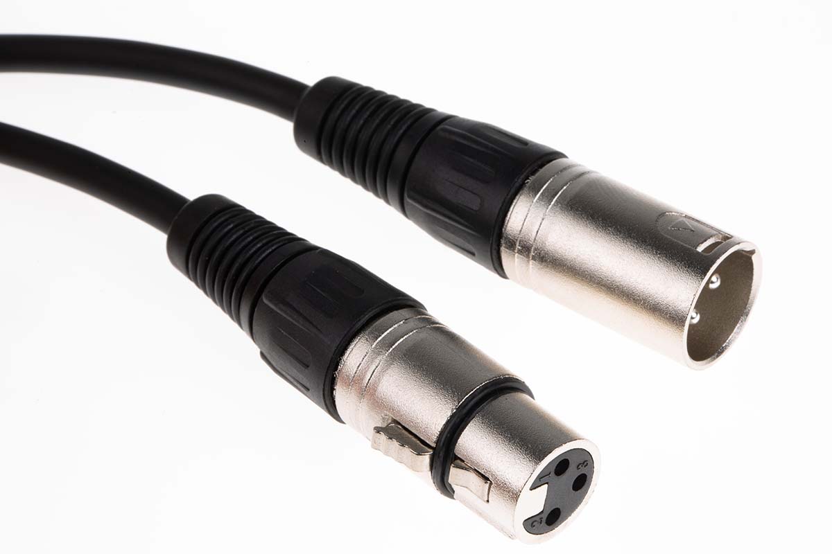 742-4488 RS PRO Female XLR to Male XLR XLR Cable, Black, 1 m