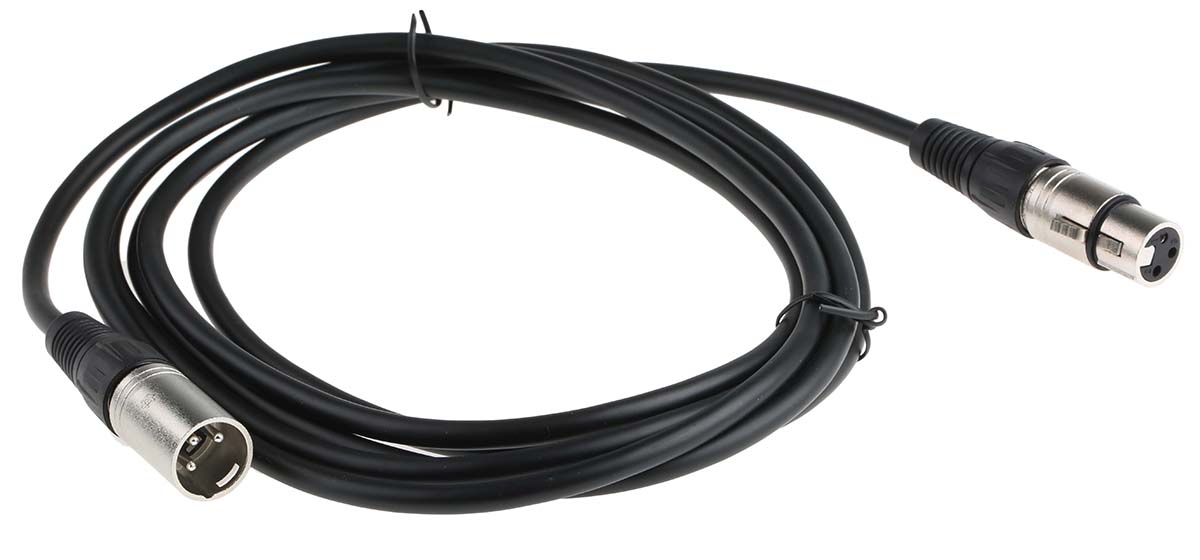 742-4494 RS PRO Female XLR to Male XLR XLR Cable, Black, 3 m