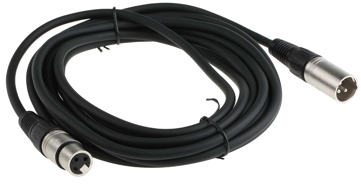 742-4501 RS PRO Female XLR to Male XLR XLR Cable, Black, 5 m