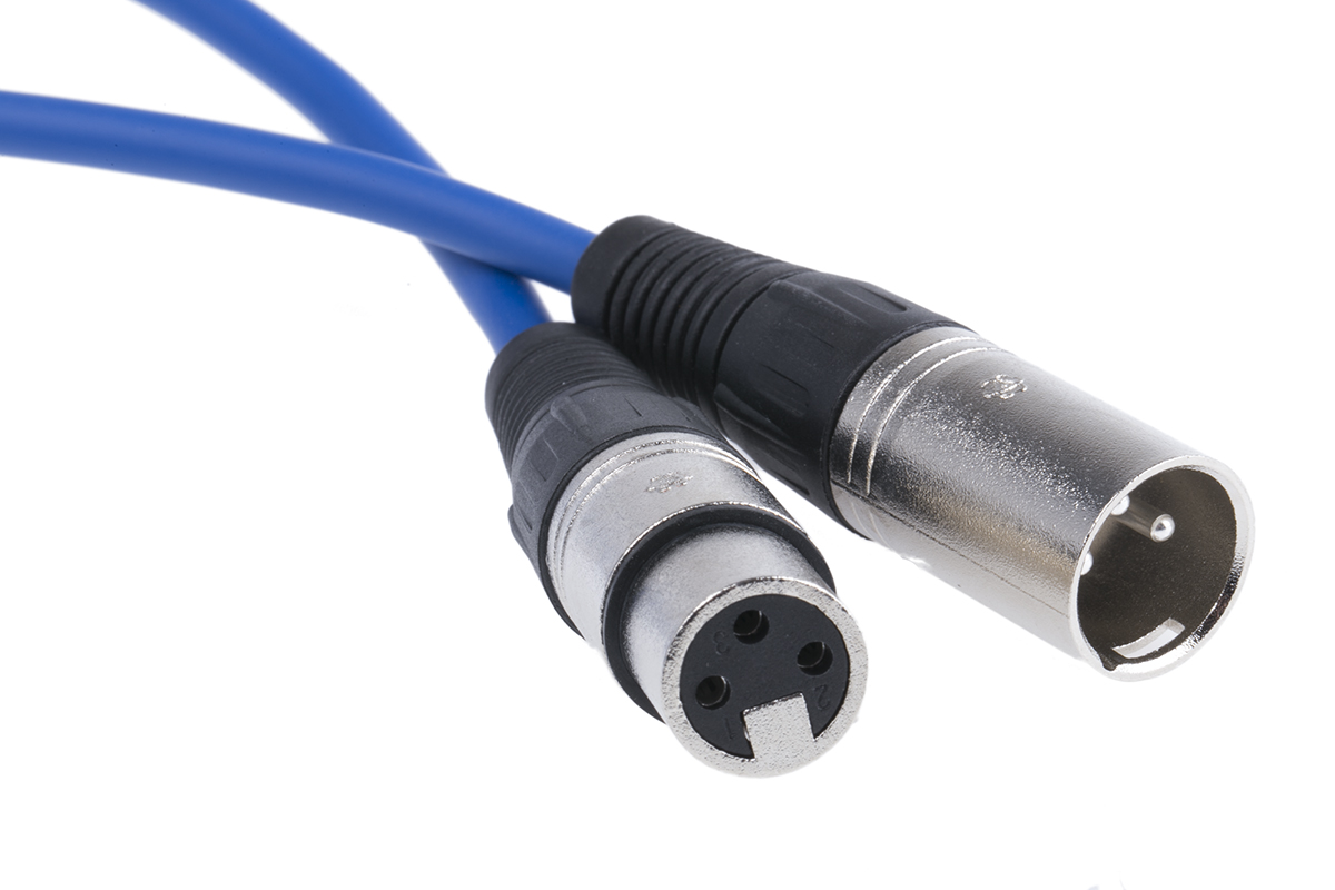 RS PRO Female XLR to Male XLR XLR Cable, Blue, 5 m