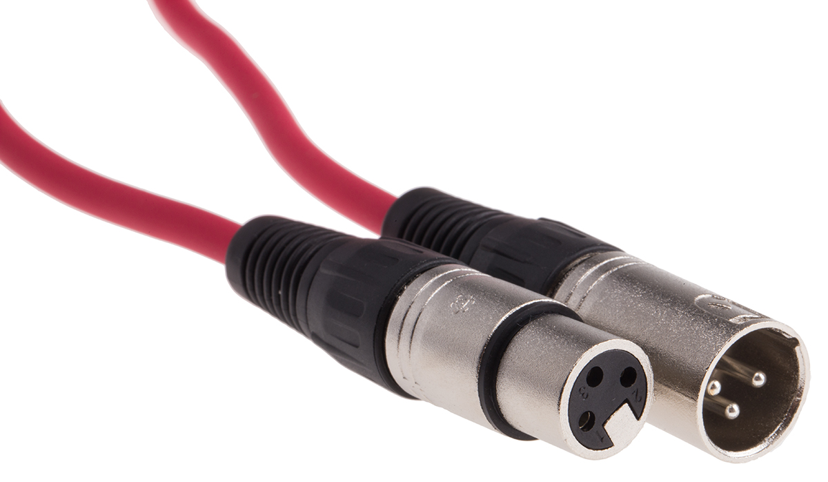 RS PRO Female XLR3 to Male XLR3 XLR Cable, Red, 5 m