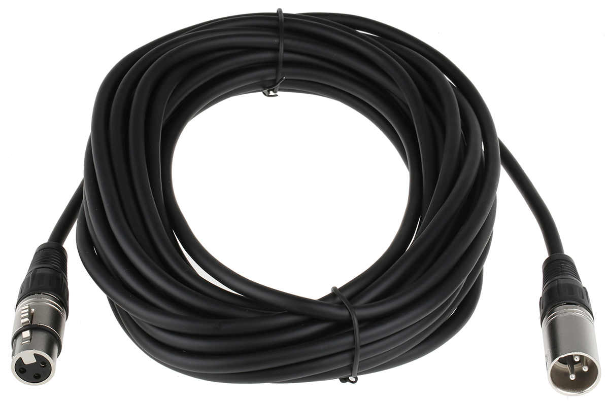 742-4517 RS PRO Female XLR3 to Male XLR3 XLR Cable, Black, 10 m