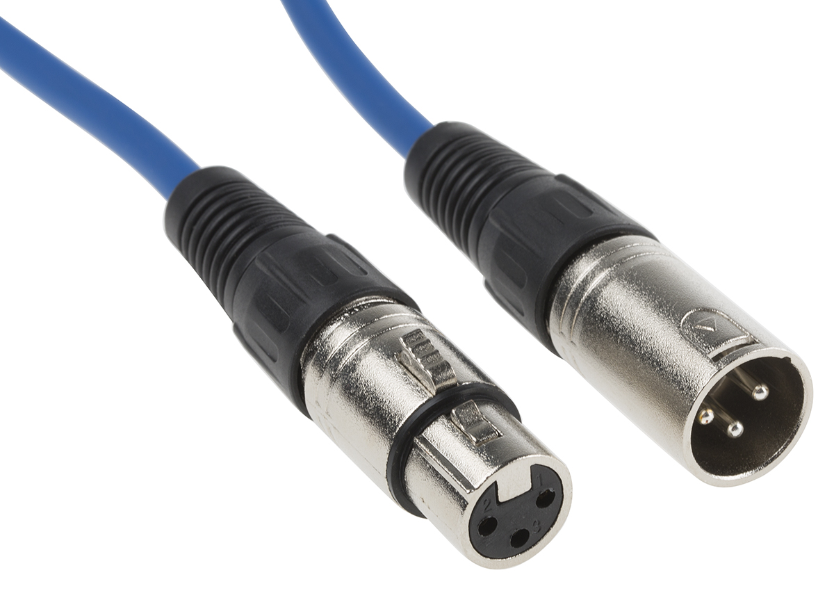 RS PRO Female XLR to Male XLR XLR Cable, Blue, 10 m