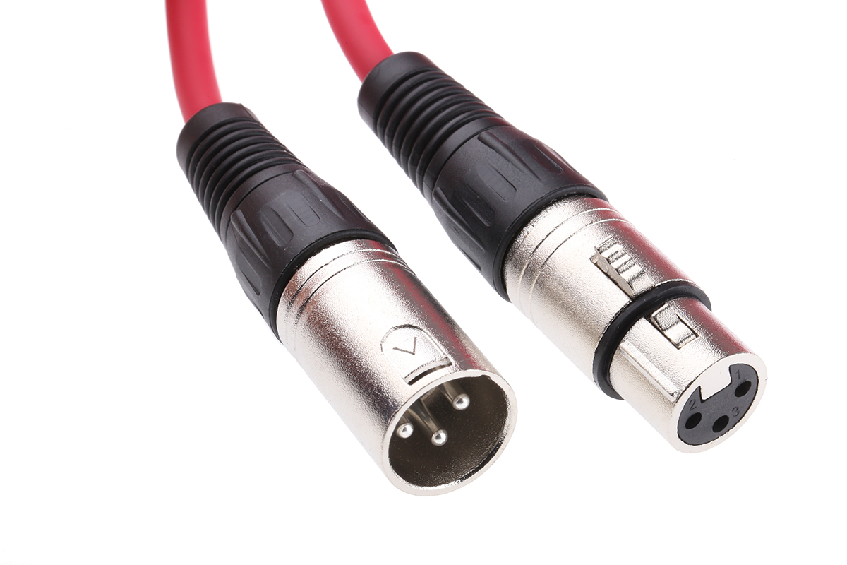 RS PRO Female XLR3 to Male XLR3 XLR Cable, Red, 20 m