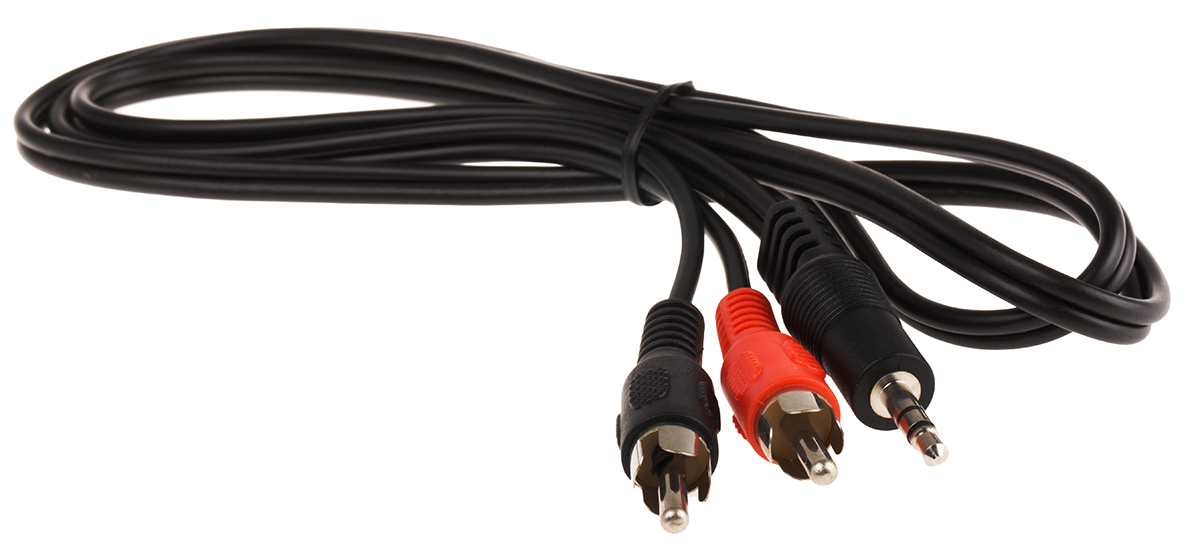 RS PRO Male Jack to Male Phono Auxiliary Cable, Black, 1 m
