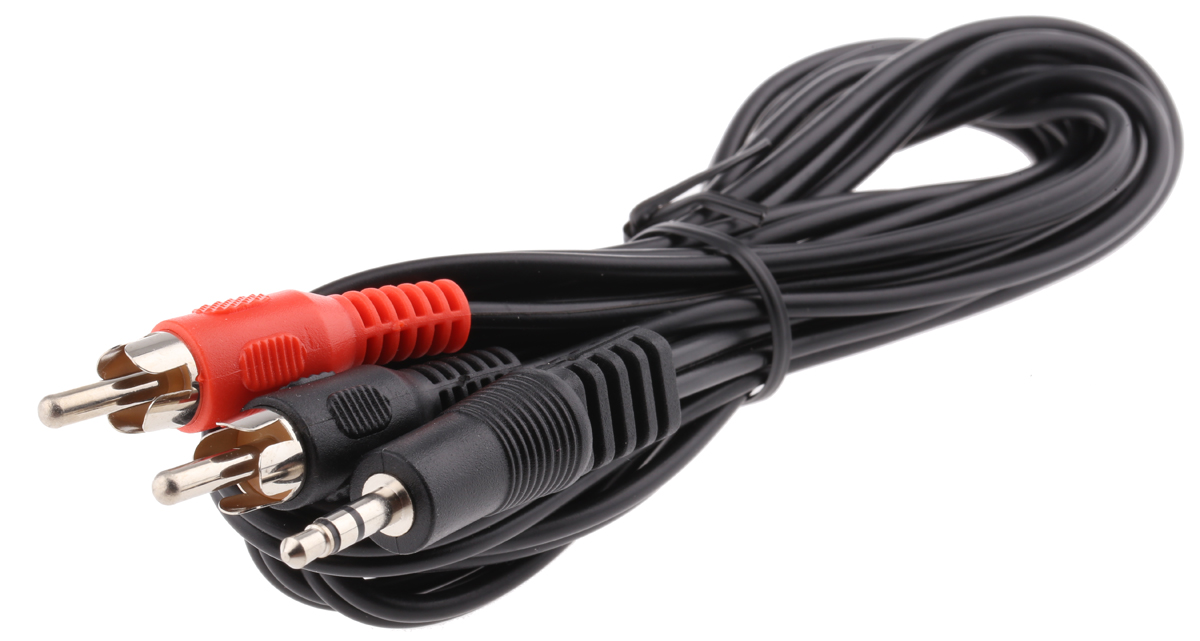 RS PRO Male 3.5 mm Jack to Male Phono Auxiliary Cable, Black, 2 m