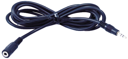 RS PRO Male 3.5 mm Stereo Jack to Female 3.5 mm Stereo Jack Auxiliary Cable, Black, 2 m