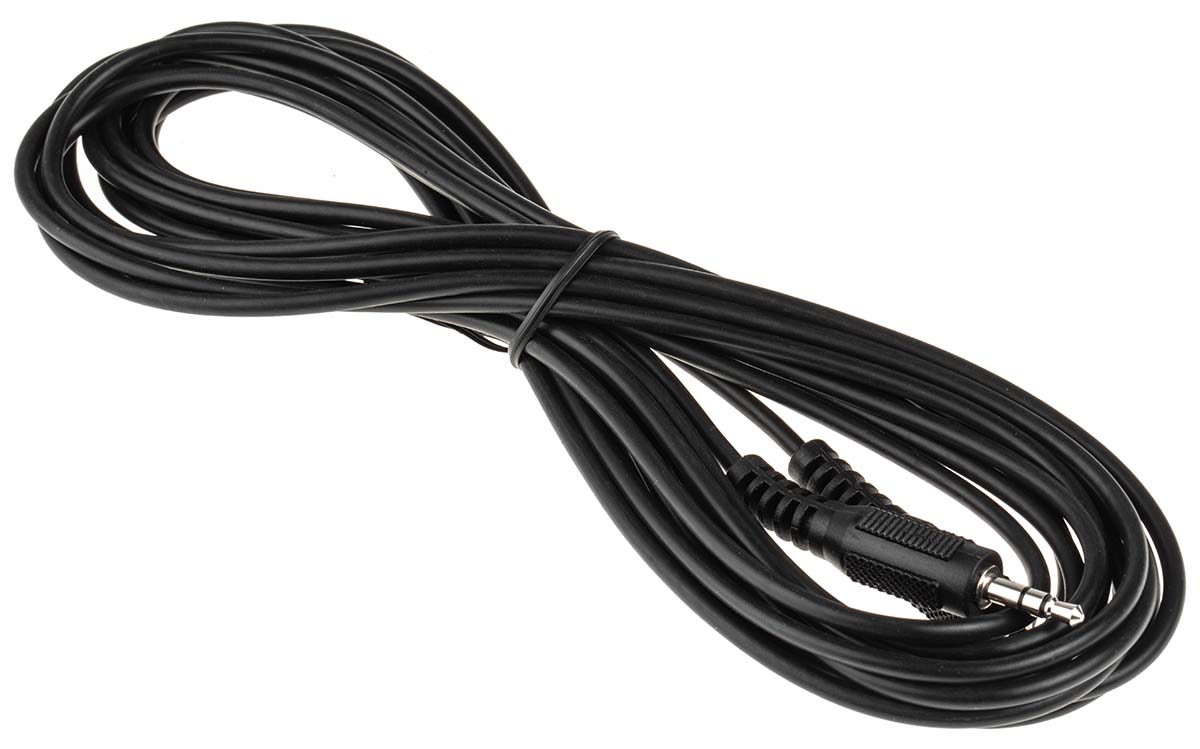 RS PRO Male 3.5 mm Stereo Jack to Female 3.5 mm Stereo Jack Auxiliary Cable, Black, 5 m