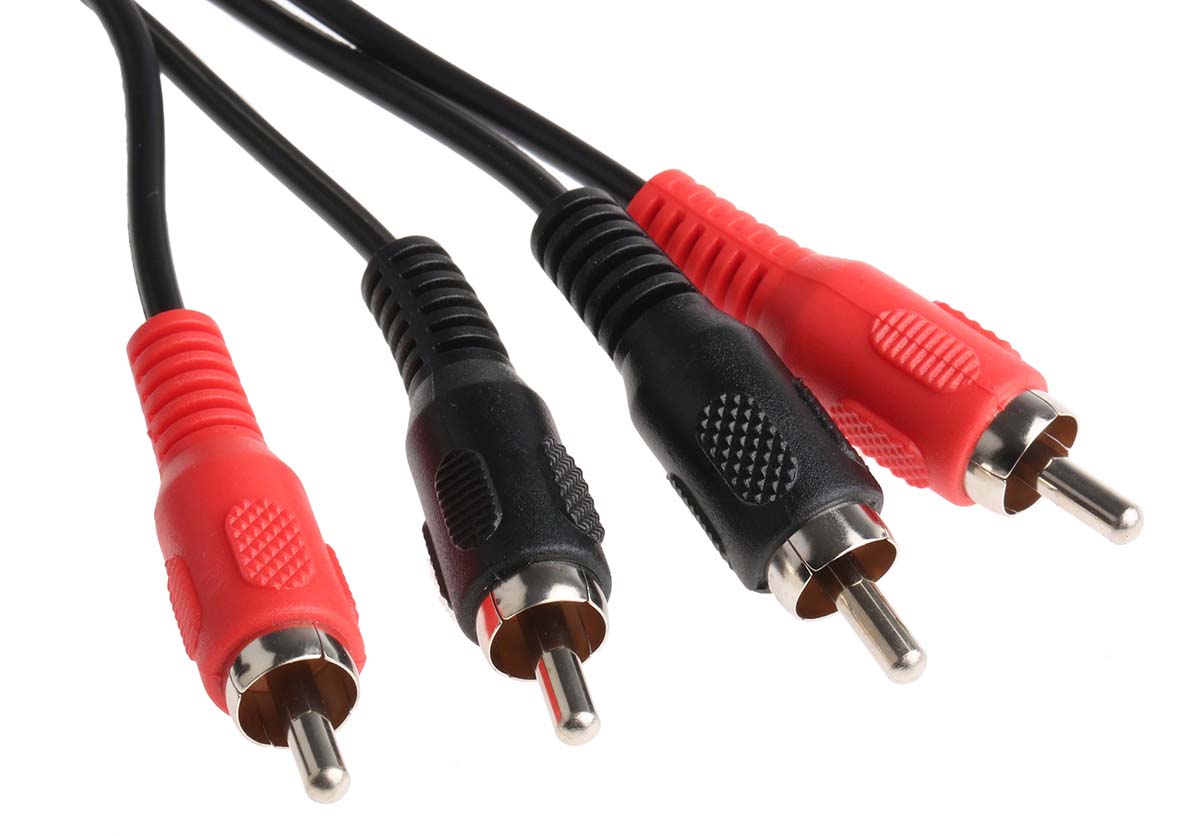 RS PRO Male Phono to Male Phono Auxiliary Cable, Black, 1 m