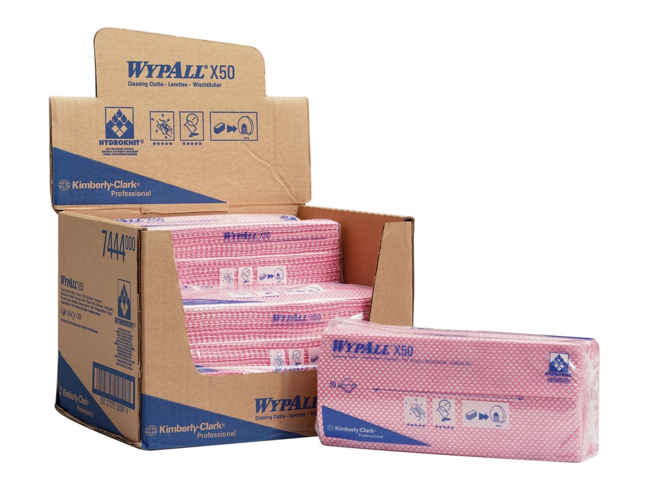WYPALL WYPALL Red Cloths for General Cleaning, Dry Use, Box of 25 Per Pack, 418 x 247 mm, Repeat Use
