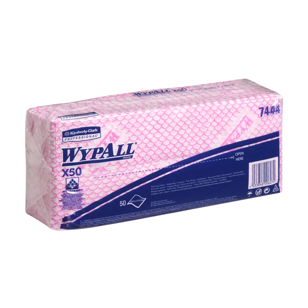 7444 WYPALL WYPALL Red Cloths for General Cleaning, Dry Use, Box of 25 Per Pack, 418 x 247 mm, Repeat Use