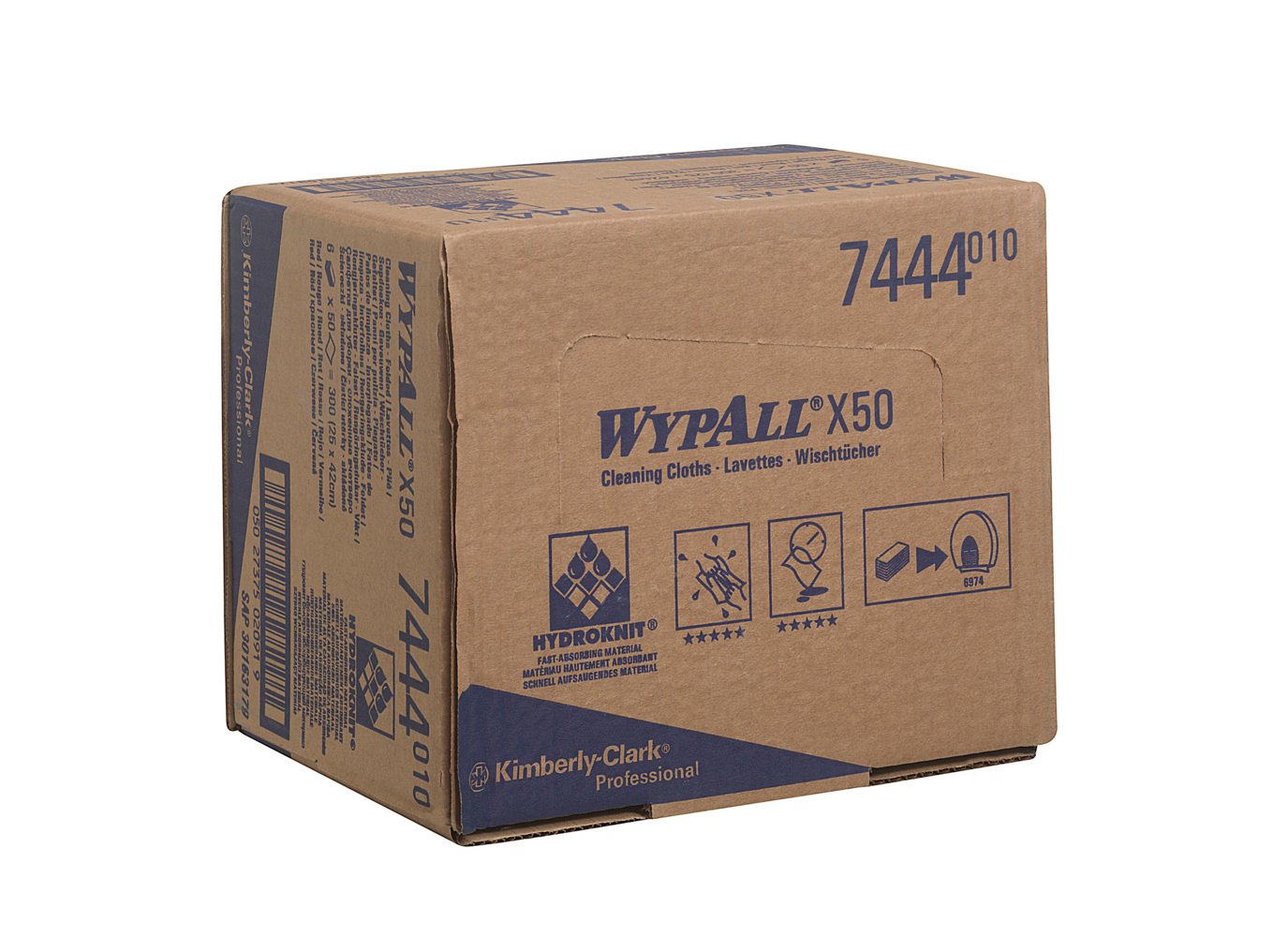 7444 WYPALL WYPALL Red Cloths for General Cleaning, Dry Use, Box of 25 Per Pack, 418 x 247 mm, Repeat Use