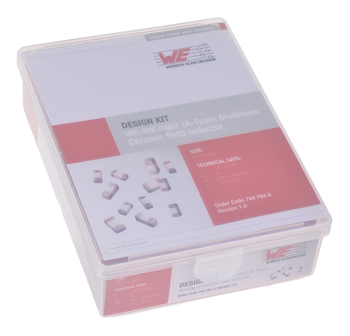 744784a Wurth Elektronik 0402A WE-MK Multilayer Ceramic SMD Inductor Inductor Kit, 30 pieces
