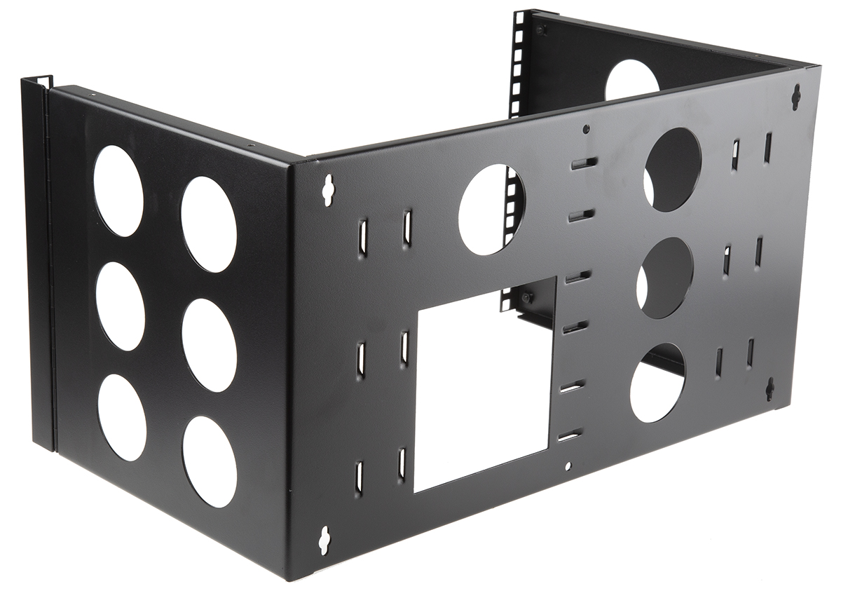 745-0742 RS PRO Black 6 U Steel 19 in Wall Cabinet , with Open Frame Frame, 300 mm, 267 mm Height 502 mm