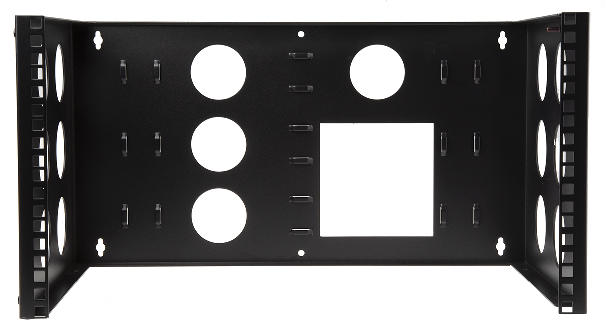 745-0742 RS PRO Black 6 U Steel 19 in Wall Cabinet , with Open Frame Frame, 300 mm, 267 mm Height 502 mm