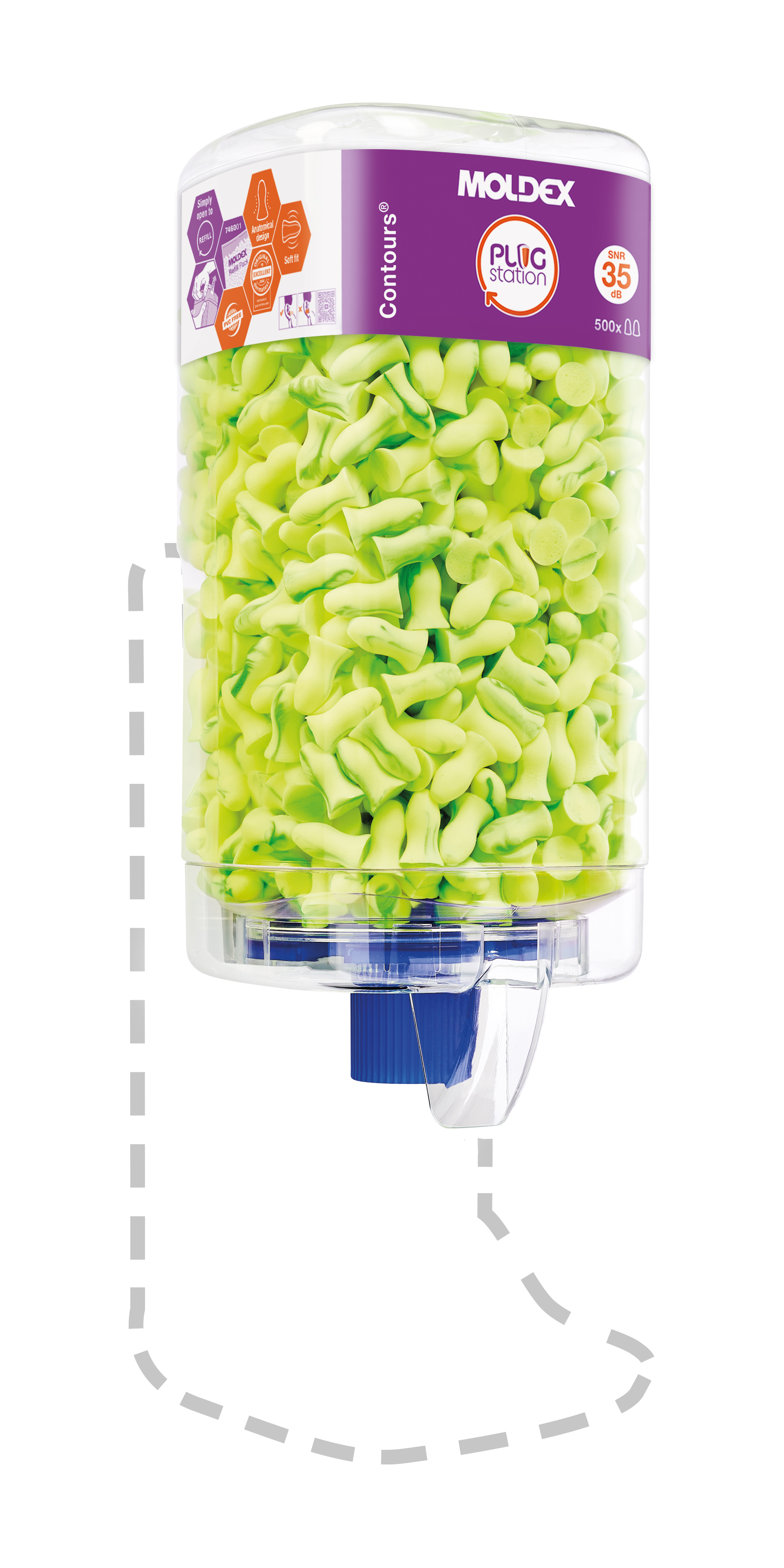 Moldex 7450 Series Green Reusable Ear Plugs, 35 dB Rated 200