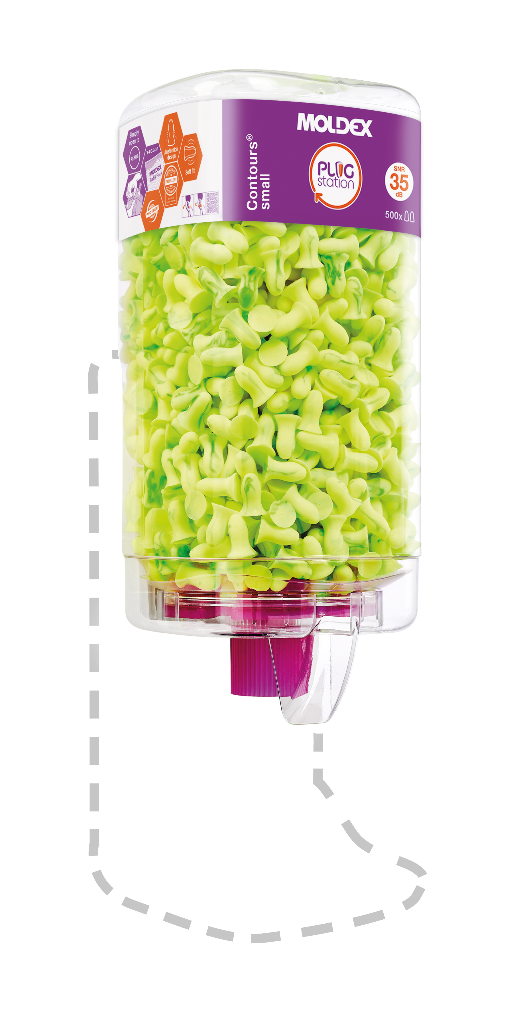 Moldex 7453 Series Green Reusable Ear Plugs, 35 dB Rated 200