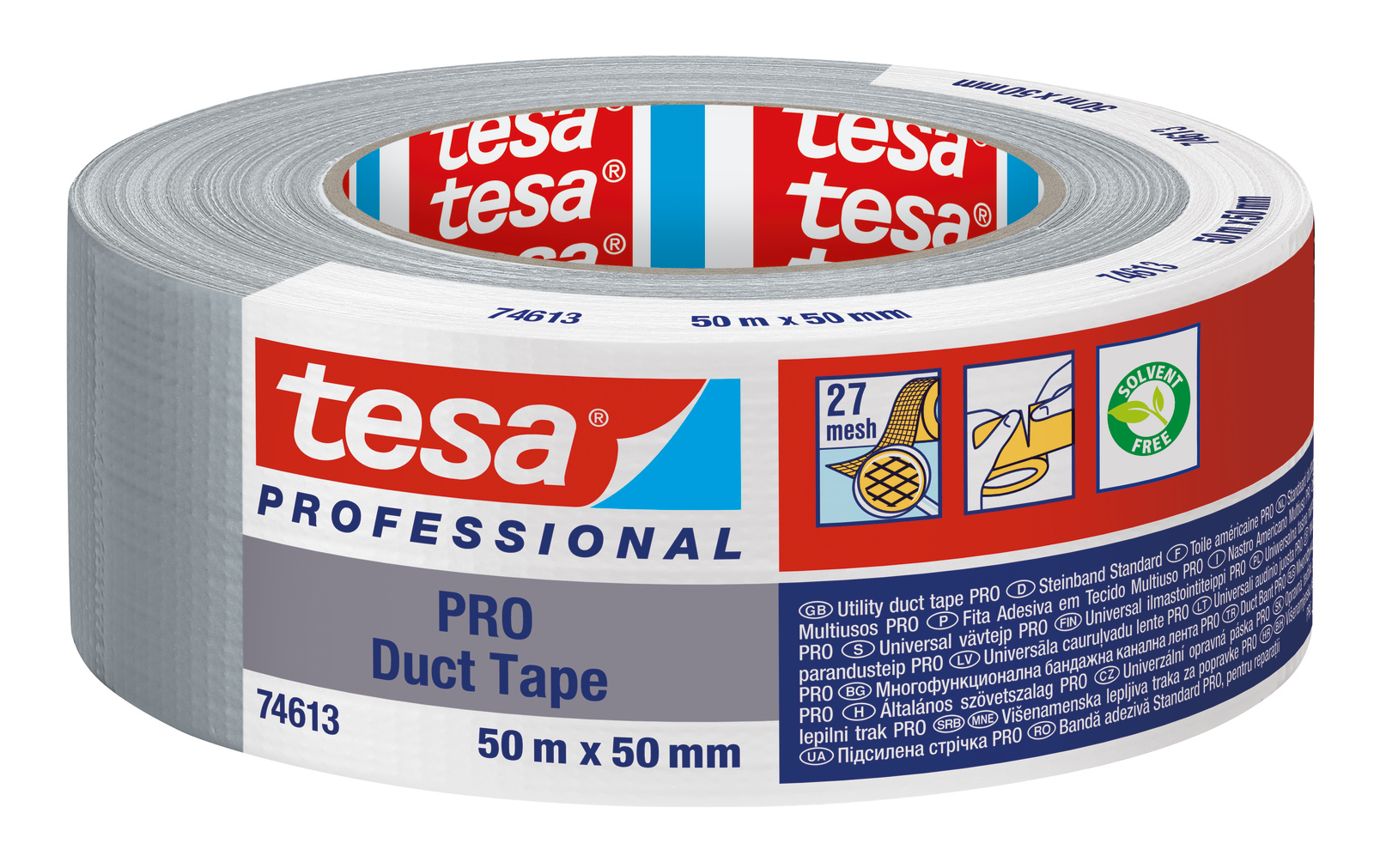 Tesa Tesa PRO 74613 Duct Tape Duct Tape, 50 m x 50mm, Grey, Grey Finish