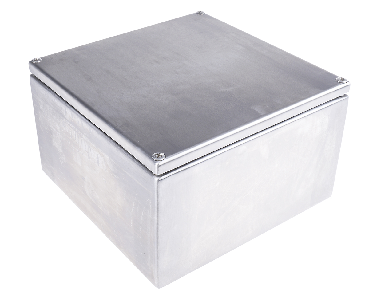 RS PRO Unpainted Stainless Steel Terminal Box, IP66, 200 mm, 120mm 200 mm