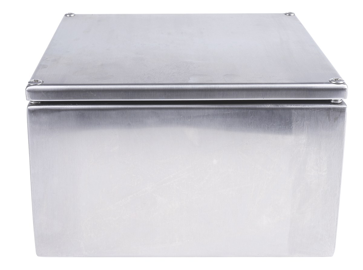 749-1854 RS PRO Unpainted Stainless Steel Terminal Box, IP66, 200 mm, 120mm 200 mm
