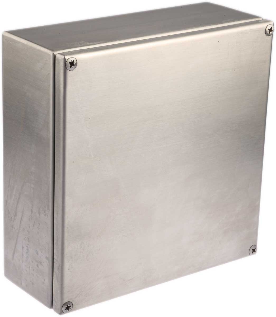 RS PRO Unpainted Stainless Steel Terminal Box, IP66, IECEx, 200 mm, 80mm 200 mm
