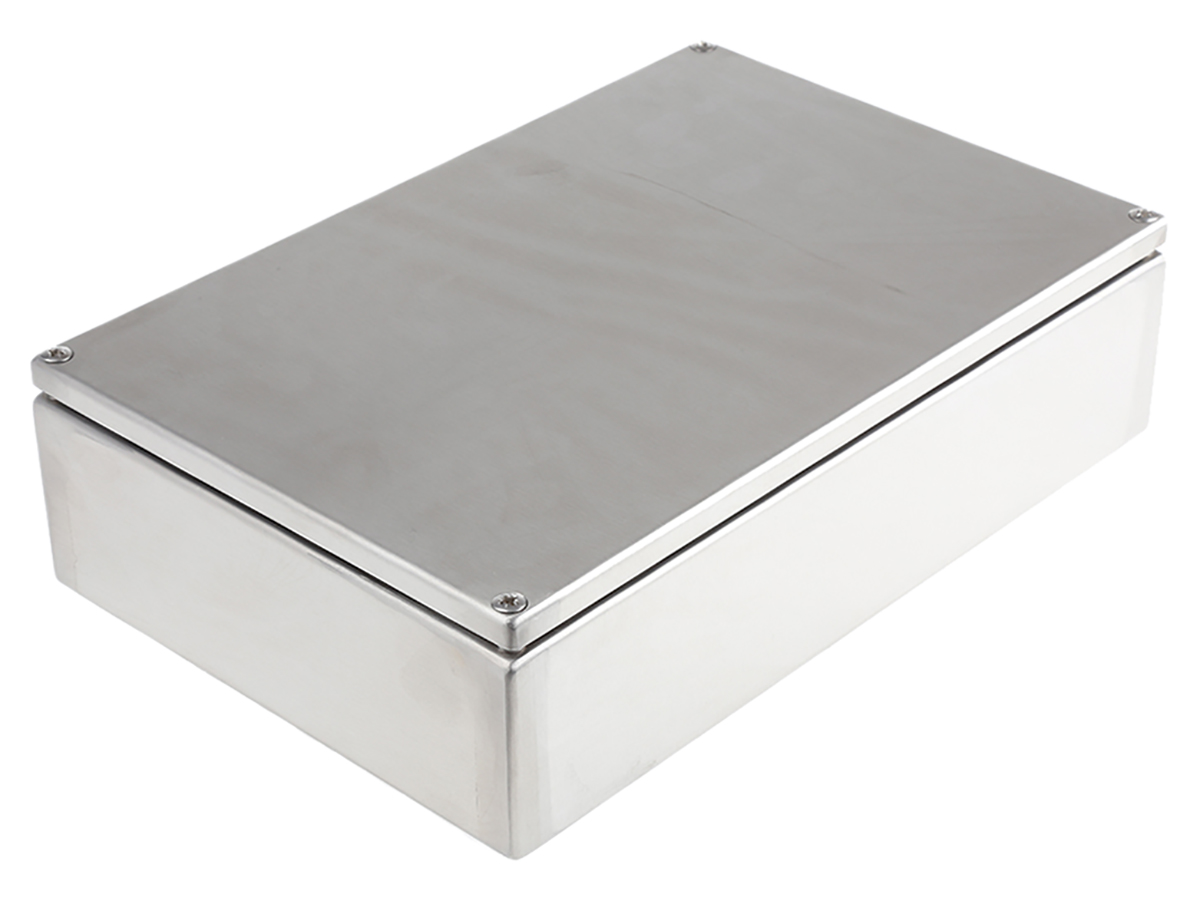 RS PRO Unpainted Stainless Steel Terminal Box, IP66, IECEx, 300 mm, 80mm 200 mm