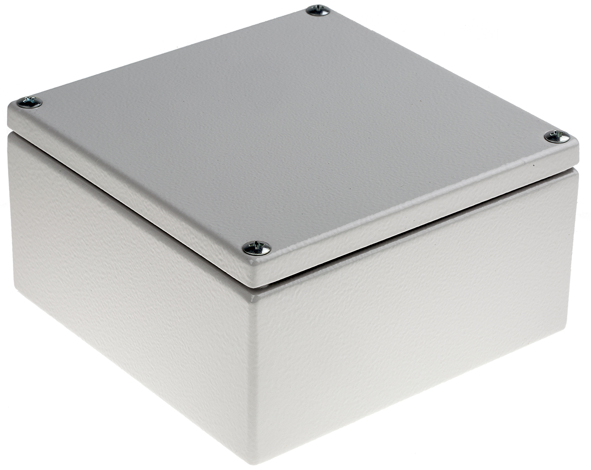 RS PRO Light Grey Mild Steel Terminal Box, IP66, IECEx, 150 mm, 80mm 150 mm