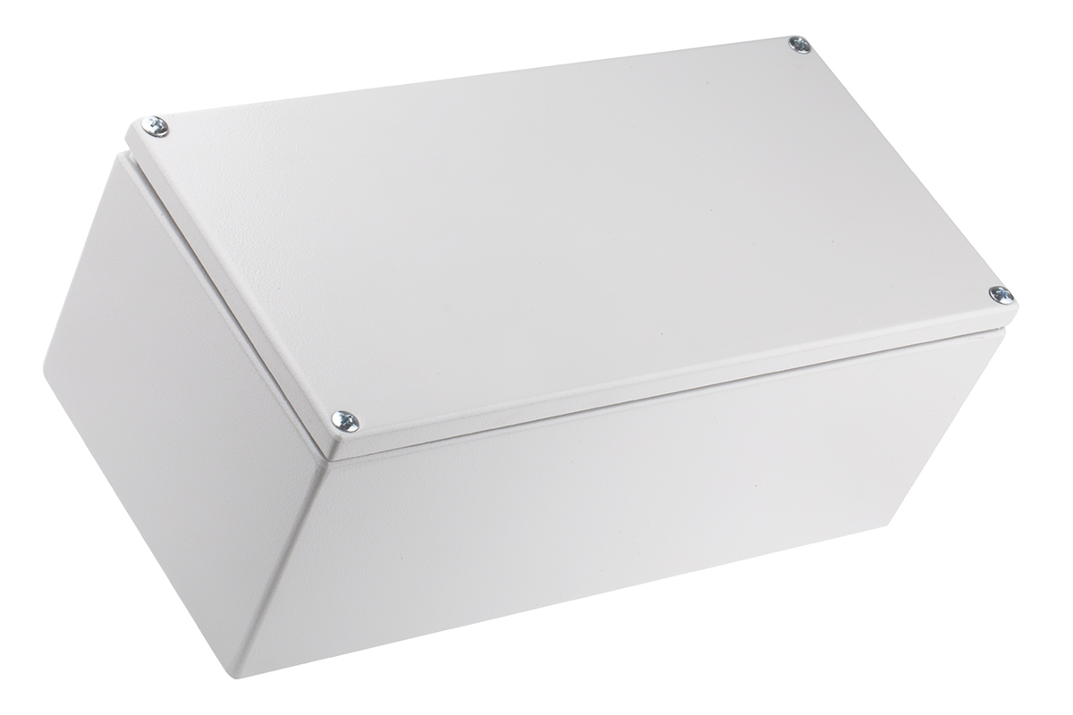 RS PRO 70755 Series Light Grey Mild Steel Terminal Box, IP66, IECEx, 300 mm, 120mm 150 mm
